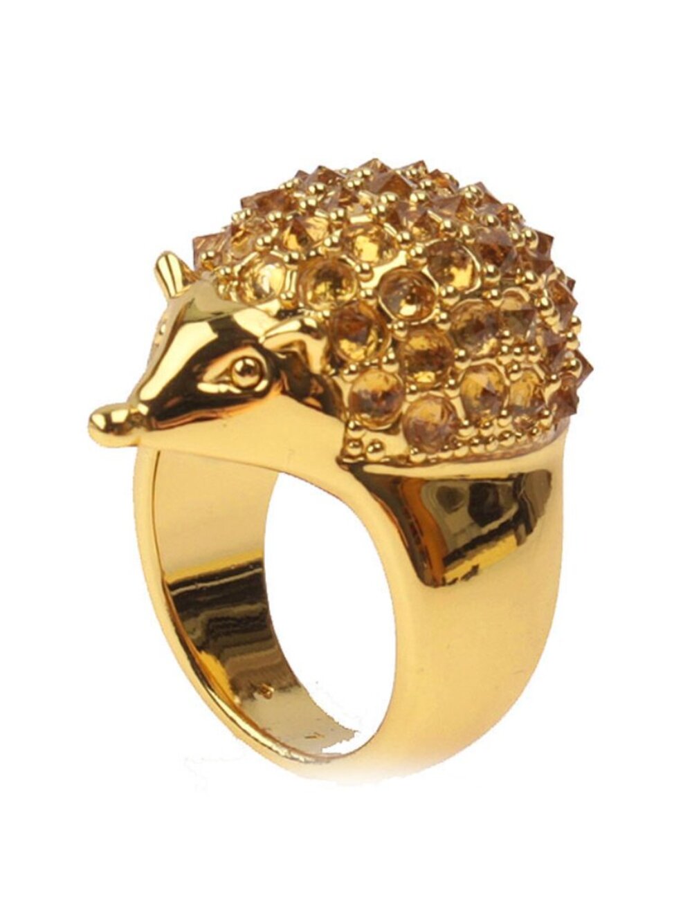 AUTH New Kate Spade Gold Into The Woods Hedgehog Cocktail Ring Sz 7 Ring DustBag